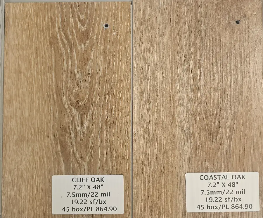 Cliff Oak and Coastal Oak 22 mil LVP samples
