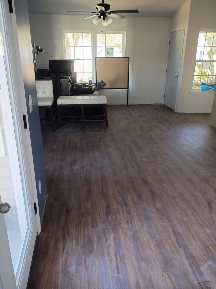 Luxury vinyl plank flooring in a living room in Honey Ridge Estates, Guyton GA