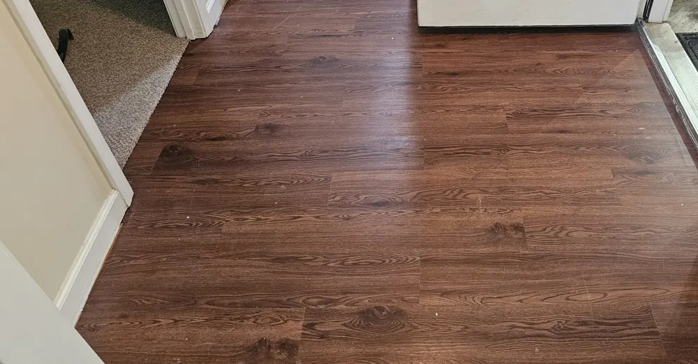 Engineered wood flooring in a back entry hall in Strathy Hall, Richmond Hill GA