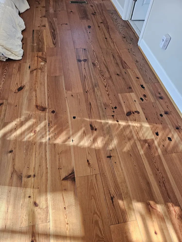 Rustic wide-plank engineered wood flooring installed in Silverwood Plantation, Rincon GA