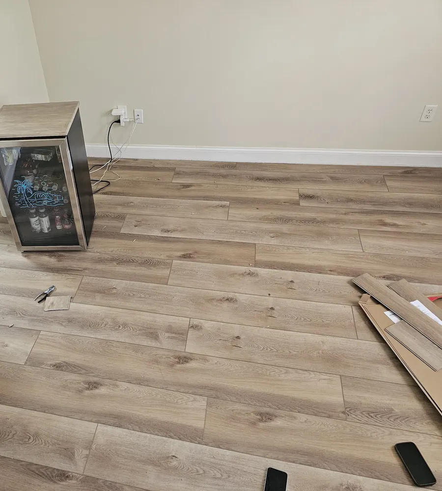 Luxury vinyl plank installation in progress in Lost Plantation, Rincon GA