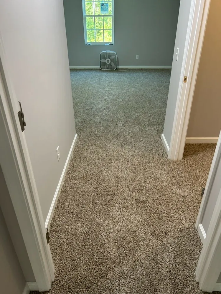 New carpet in an upstairs hallway and bedroom in Dasher Creek, Springfield GA